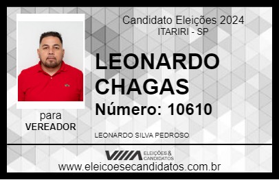 Candidato LEONARDO CHAGAS 2024 - ITARIRI - Eleições