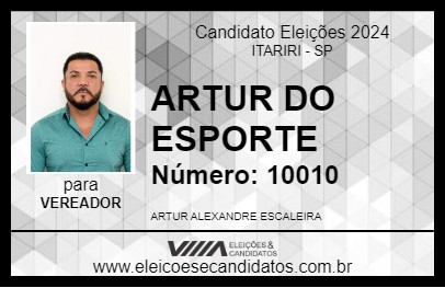 Candidato ARTUR DO ESPORTE 2024 - ITARIRI - Eleições