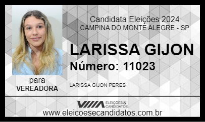 Candidato LARISSA GIJON 2024 - CAMPINA DO MONTE ALEGRE - Eleições