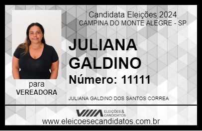 Candidato JULIANA GALDINO 2024 - CAMPINA DO MONTE ALEGRE - Eleições