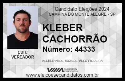 Candidato KLEBER CACHORRÃO 2024 - CAMPINA DO MONTE ALEGRE - Eleições