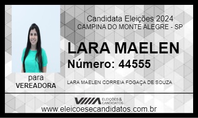 Candidato LARA MAELEN 2024 - CAMPINA DO MONTE ALEGRE - Eleições