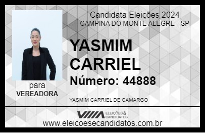 Candidato YASMIM CARRIEL 2024 - CAMPINA DO MONTE ALEGRE - Eleições