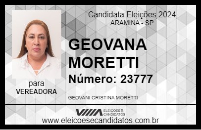 Candidato GEOVANA MORETTI 2024 - ARAMINA - Eleições