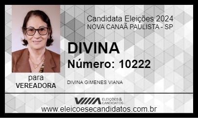 Candidato DIVINA 2024 - NOVA CANAÃ PAULISTA - Eleições