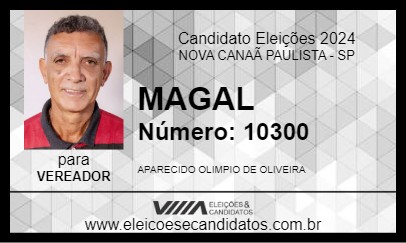 Candidato MAGAL 2024 - NOVA CANAÃ PAULISTA - Eleições