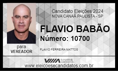 Candidato FLAVIO BABÃO 2024 - NOVA CANAÃ PAULISTA - Eleições