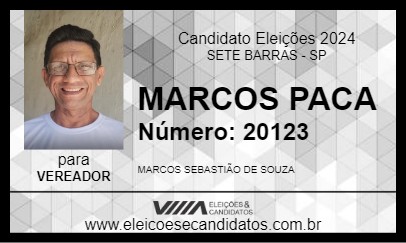 Candidato MARCOS PACA 2024 - SETE BARRAS - Eleições