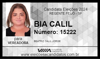 Candidato BIA CALIL 2024 - REGENTE FEIJÓ - Eleições