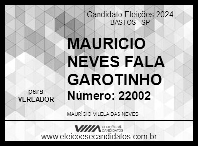 Candidato MAURICIO NEVES FALA GAROTINHO 2024 - BASTOS - Eleições