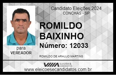 Candidato ROMILDO BAIXINHO 2024 - CONCHAS - Eleições