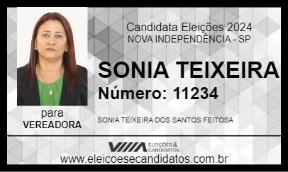 Candidato SONIA TEIXEIRA 2024 - NOVA INDEPENDÊNCIA - Eleições