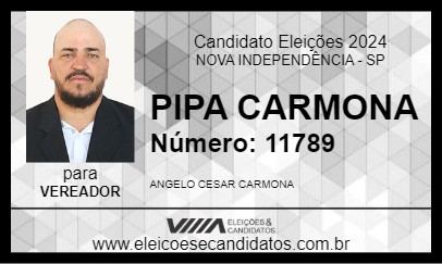 Candidato PIPA CARMONA 2024 - NOVA INDEPENDÊNCIA - Eleições