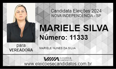 Candidato MARIELE SILVA 2024 - NOVA INDEPENDÊNCIA - Eleições