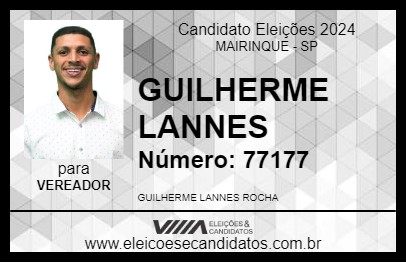 Candidato GUILHERME LANNES 2024 - MAIRINQUE - Eleições