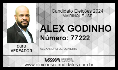 Candidato ALEX GODINHO 2024 - MAIRINQUE - Eleições