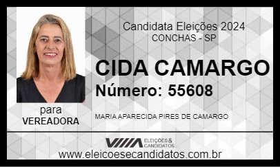 Candidato CIDA CAMARGO 2024 - CONCHAS - Eleições