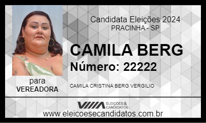 Candidato CAMILA BERG 2024 - PRACINHA - Eleições