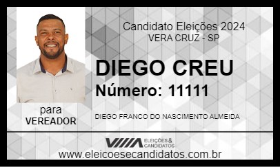 Candidato DIEGO FRANCO 2024 - VERA CRUZ - Eleições