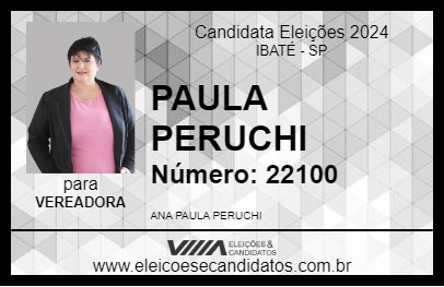 Candidato PAULA PERUCHI 2024 - IBATÉ - Eleições