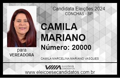 Candidato CAMILA MARIANO 2024 - CONCHAS - Eleições