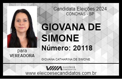 Candidato GIOVANA DE SIMONE 2024 - CONCHAS - Eleições