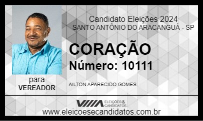 Candidato CORAÇÃO 2024 - SANTO ANTÔNIO DO ARACANGUÁ - Eleições