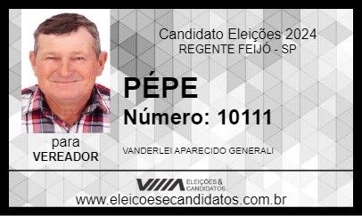 Candidato PÉPE 2024 - REGENTE FEIJÓ - Eleições