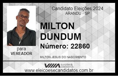 Candidato MILTON DUNDUM 2024 - ARANDU - Eleições