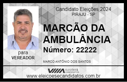 Candidato MARCÃO DA AMBULÂNCIA 2024 - PIRAJU - Eleições