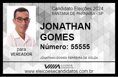 Candidato JONATHAN GOMES 2024 - SANTANA DE PARNAÍBA - Eleições