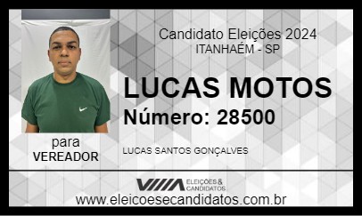 Candidato LUCAS MOTOS 2024 - ITANHAÉM - Eleições