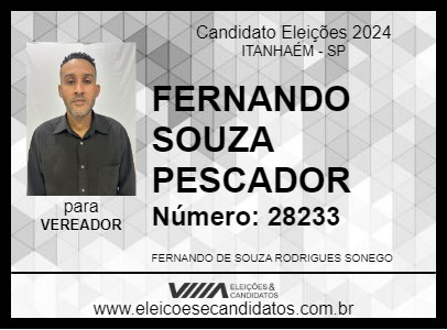 Candidato FERNANDO SOUZA PESCADOR 2024 - ITANHAÉM - Eleições