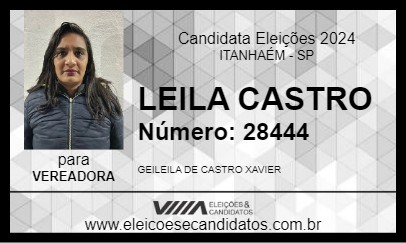 Candidato LEILA CASTRO 2024 - ITANHAÉM - Eleições