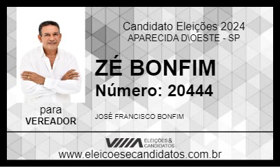 Candidato ZÉ BONFIM 2024 - APARECIDA D\OESTE - Eleições