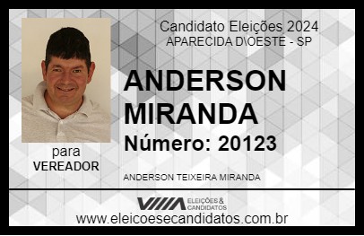 Candidato ANDERSON MIRANDA 2024 - APARECIDA D\OESTE - Eleições