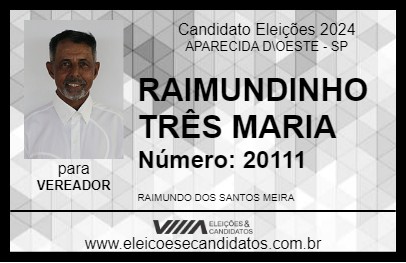 Candidato RAIMUNDINHO TRÊS MARIAS 2024 - APARECIDA D\OESTE - Eleições