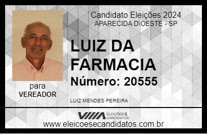 Candidato LUIZ DA FARMACIA 2024 - APARECIDA D\OESTE - Eleições