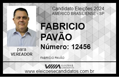 Candidato FABRICIO PAVÃO 2024 - AMÉRICO BRASILIENSE - Eleições