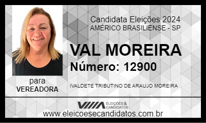 Candidato VAL MOREIRA 2024 - AMÉRICO BRASILIENSE - Eleições