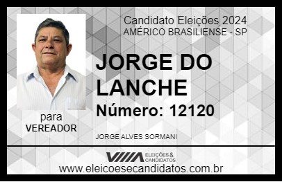 Candidato JORGE DO LANCHE 2024 - AMÉRICO BRASILIENSE - Eleições