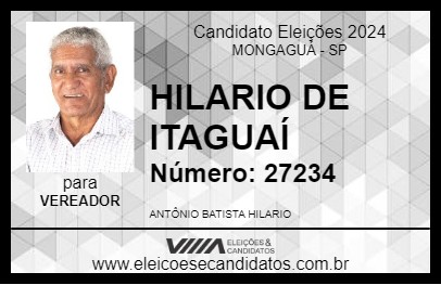 Candidato HILARIO DE ITAGUAÍ 2024 - MONGAGUÁ - Eleições