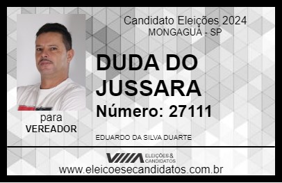 Candidato DUDA DO JUSSARA 2024 - MONGAGUÁ - Eleições