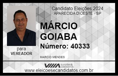 Candidato MÁRCIO GOIABA 2024 - APARECIDA D\OESTE - Eleições