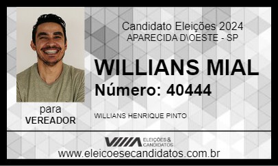 Candidato WILLIANS MIAL 2024 - APARECIDA D\OESTE - Eleições