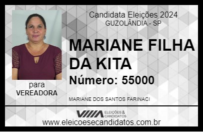 Candidato MARIANE FILHA DA KITA 2024 - GUZOLÂNDIA - Eleições