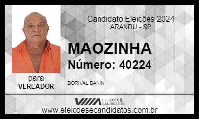 Candidato MAOZINHA 2024 - ARANDU - Eleições