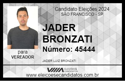 Candidato JADER BRONZATI 2024 - SÃO FRANCISCO - Eleições