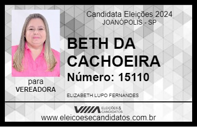 Candidato BETH DA CACHOEIRA 2024 - JOANÓPOLIS - Eleições