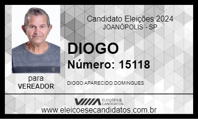 Candidato DIOGO 2024 - JOANÓPOLIS - Eleições